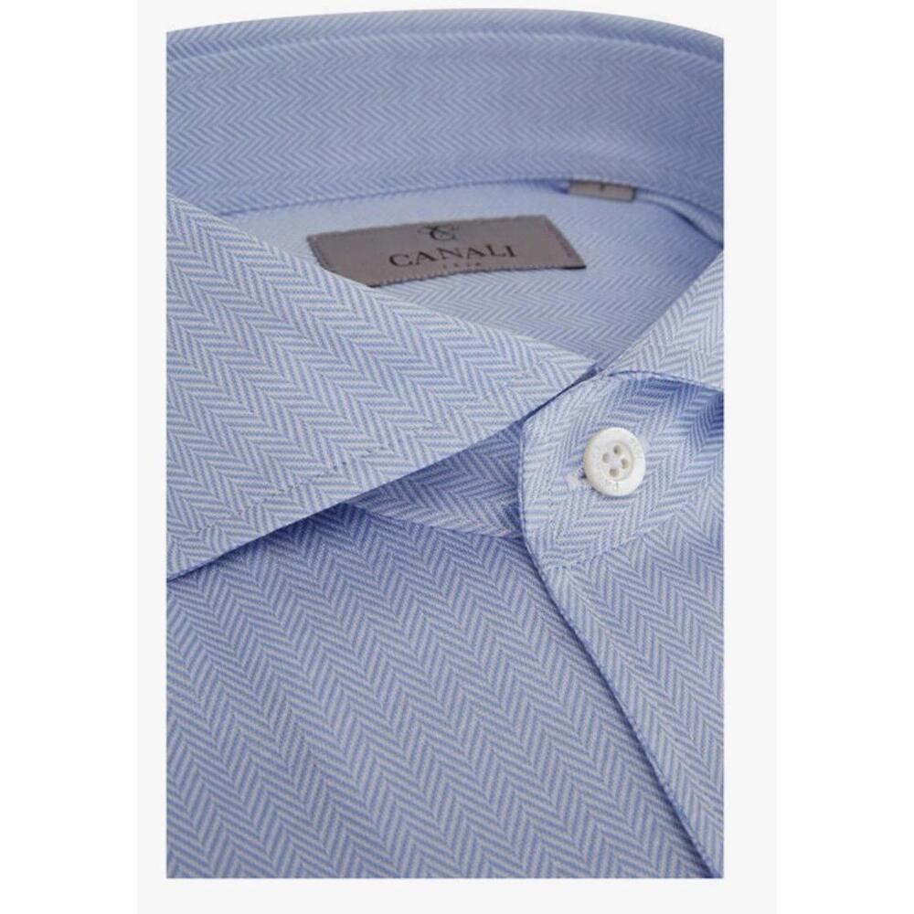 Canali Light Blue Herringbone Dress Shirt